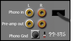 stand-alone phono pre-amp: view of back panel