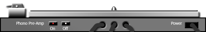 turntable: view of back panel showing pre-amp on/off switches
